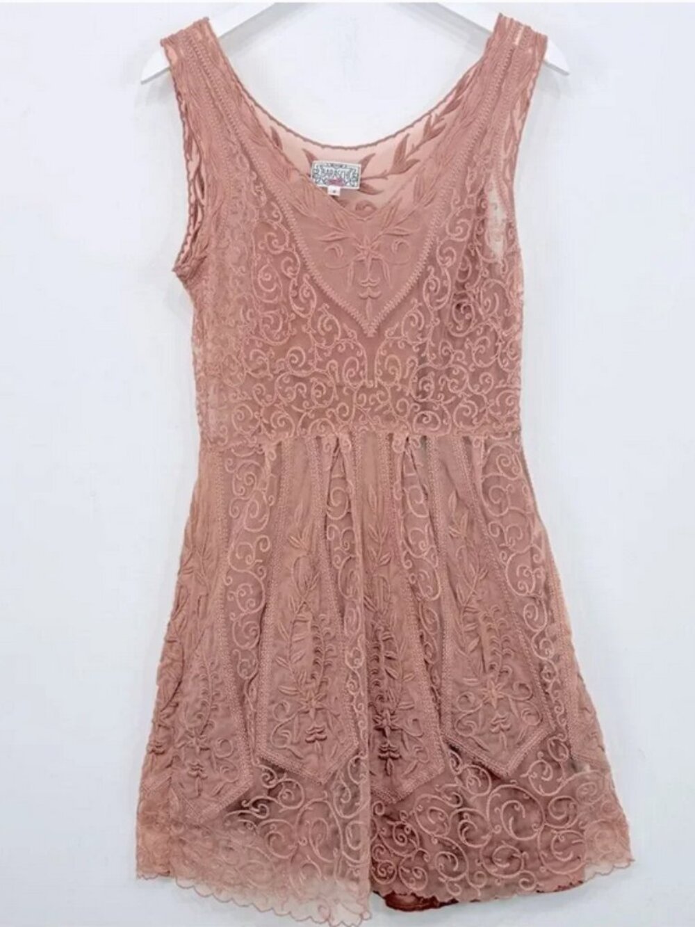 NWT Anthropologie Baraschi Lace Embroidered Dress Dusty Rose Sz 2